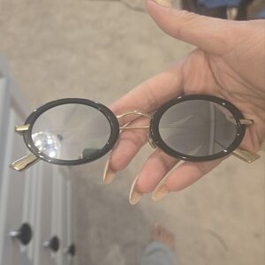 Dior Black and Gold Round Sunglasses